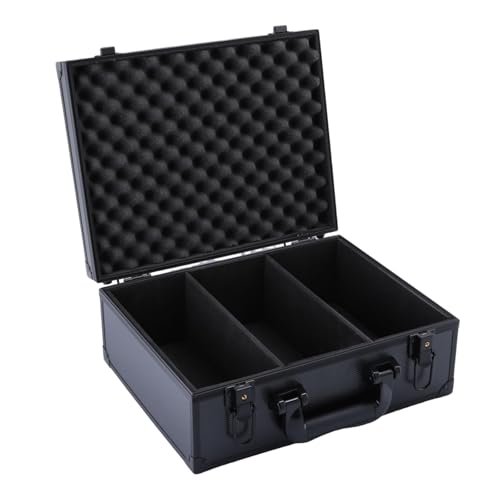 Card Storage Box Aluminum Alloy Card Storage Case with Trading Card Collection Box EVA Foam Protection Organizer for, 3 Compartments - size: 3 Compartments
