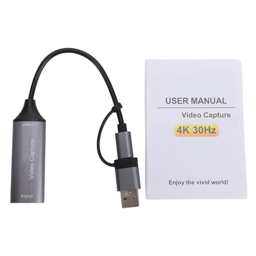 VBESTLIFE Video Capture Card, 1080P 60Hz Output 4K 30Hz Input HDMI to USB C 2.0 with Plug & Play UVC, for Streaming Gaming Camera