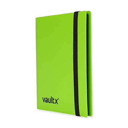 Vault X 4 Pocket Strap Trading Card Binder 160 Cards Side Loading (Green) | Holds 160 standard-size TCG cards in 20 side-loading 4-pocket pages. Padded, water-resistant cover. - color: Green