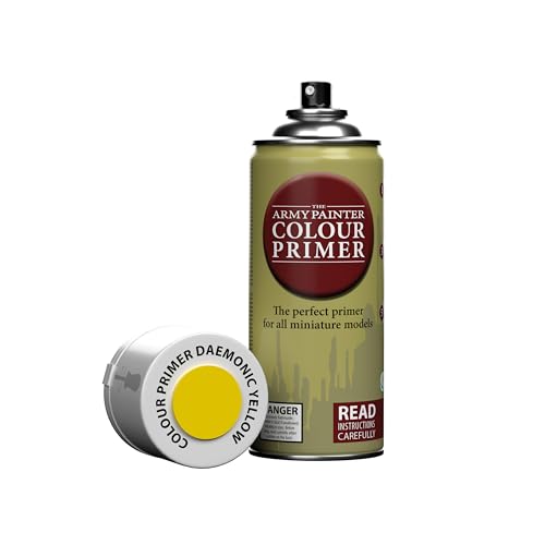 The Army Painter, Colour Primer Daemonic Yellow, 400 ml spray acrilico | Primer giallo demoniaco per dipingere miniature Warhammer e Dungeons and Dragons - color: Daemonic Yellow