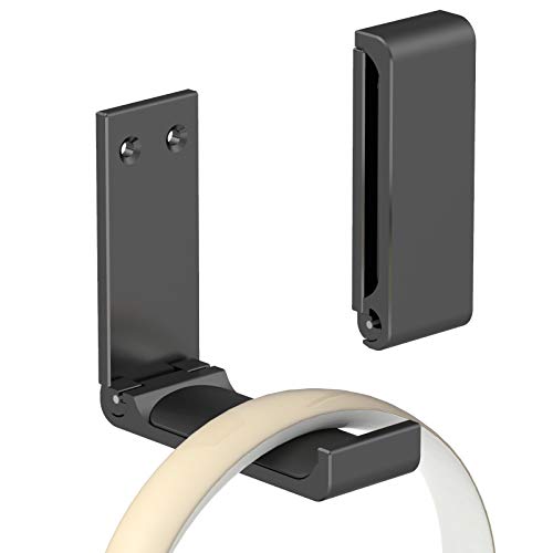 Headphone Stand Hanger,Headset Holder Mount,Aluminum Hook with Strong Adhesive Tape for Headphones (H03-Black-1PCS)