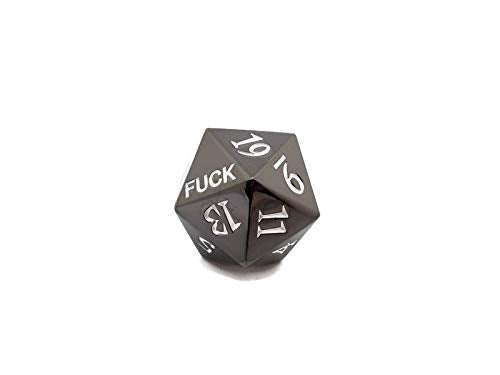 Metal D20 Fuck Dice Critical Fail F 20 Sided Die Set DND Black Gunmetal Color Number for Role Playing Game Dungeons and Dragons D&D Pathfinder Shadowrun and Math Teaching