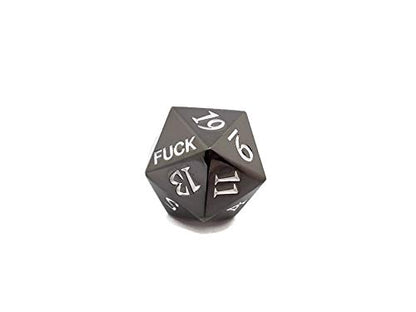 Metal D20 Fuck Dice Critical Fail F 20 Sided Die Set DND Black Gunmetal Color Number for Role Playing Game Dungeons and Dragons D&D Pathfinder Shadowrun and Math Teaching