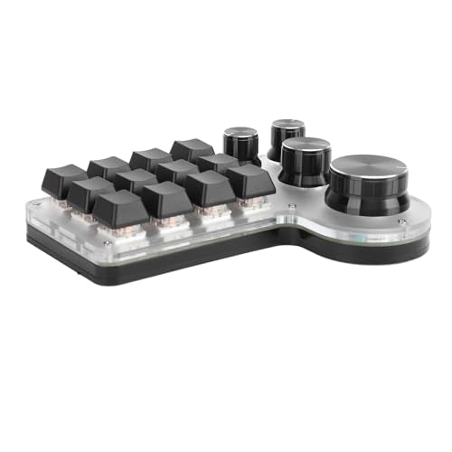 Macro Pad Macro Keyboard, Programmable Keypad Customized 12 Keys Mini Mechanical Gaming Keyboard, One Handed Keyboard Micro Keyboard Macropad 4 Knobs
