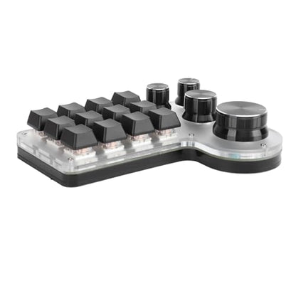 Macro Pad Macro Keyboard, Programmable Keypad Customized 12 Keys Mini Mechanical Gaming Keyboard, One Handed Keyboard Micro Keyboard Macropad 4 Knobs