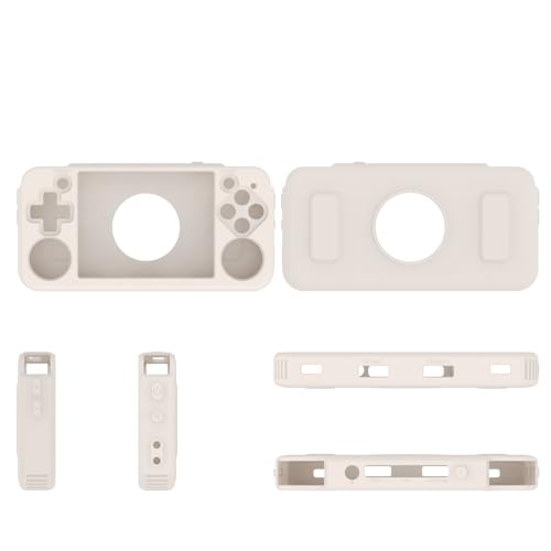 Silicone Protective Case for ANBERNIC RG35XX H Retro Handheld Gaming Console, Soft Sleeve Cover Protector Anti-Bump and Anti-Drop Full Protection, with Lanyard (White) - color: White