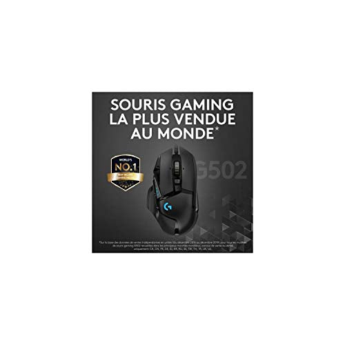 Logitech G502 Hero High Performance Wired Gaming Mouse, 25K Sensor, 25,600 DPI, RGB, Adjustable Weights, 11 Programmable Buttons, On-Board Memory, PC/Mac - Black