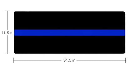 Extended Gaming Mouse Pad Big, Thin Blue Line Long Mouse Pad Large, 31.5x11.8in Non-Slip Rubber Base Black Mousepad, Stitched Edges Keyboard Mouse Mat Desk Pad - color: Thin Blue Line