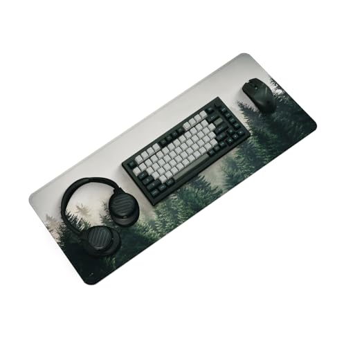 Gaming Mouse Pad with Anti-Slip Rubber Base, Extended Large Computer Mouse Mat with Stitched Edges, Long XL Anime Mousepad for Laptop and Keyboard, 31.5 x 11.8 inch (Forest Tree) - color: Forest Tree