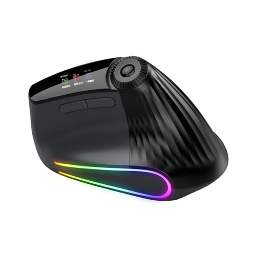 Ergonomic Vertical Mouse Wireless, Rechargeable Bluetooth Ultra-Fast Scrolling 4800 DPI Ergo Mouse, 2.4G Quiet Clicks 6 Buttons RGB Optical Mice, 3 Multi-Device Connectivity for Mac, Laptop - color: Matte Black