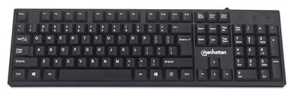 Manhattan Wired Computer Keyboard – Basic Black Keyboard - with 4.5ft USB-A Cable, 104-keys, Foldable Stands - Compatible for Windows, PC, Laptop - 3 Yr Mfg Warranty – 179324 - color: Black