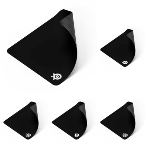 SteelSeries QcK Large Gaming Mousepad — Black — Non-Slip Silicone Rubber Base — Peak Tracking and Stability — Optimized for Gaming Sensors — 490 mm x 420 mm — FPS, MOBAs, RTS, MMO, Large (Pack of 5) - color: Black, size: Large (Pack of 5), style: Classic