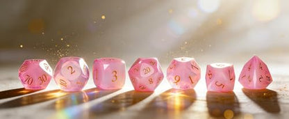 Pink Opal Diamond Cut Dice Set | 7 Piece for D&D, RPG & Tabletop Games | Durable with Premium Gift Box - color: Zs-f