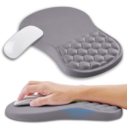 Ergonomic Mouse Pad Wrist Support with Memory Foam Massage Bulge, Carpal Tunnel Pain Relief Mousepad Wrist Rest for Mouse(12x8 inch, Silver Gray Light Purple) - color: Kg003-silver Gray Light Purple