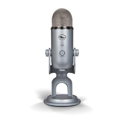 Logitech Creators Blue Yeti USB Microphone for PC, Mac, Gaming, Recording, Streaming, Podcasting, Studio and Computer Condenser Mic with Blue VO!CE Effects, 4 Pickup Patterns, Plug and Play - Silver | Tri-Capsule Condenser USB Mic, 4 Pickup Patterns, Bidi