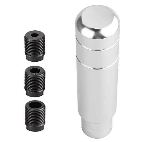 BARTOO Aluminum Weighted Manual Shift knobs, Long Stick Shift Knob Gear Shifter Knobs, Car Accessories Lever Cover Head Universal Shifter Knobs with 3 Threaded Adapters (Silver) - color: Silver