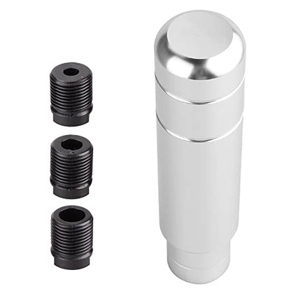 BARTOO Aluminum Weighted Manual Shift knobs, Long Stick Shift Knob Gear Shifter Knobs, Car Accessories Lever Cover Head Universal Shifter Knobs with 3 Threaded Adapters (Silver) - color: Silver