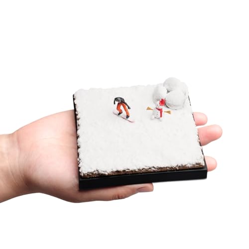 Fremego Snow Scene Miniature Display Diorama Base for Diorama Supplies | Realistic Snowfield Terrain Stand Pre-Assembled Scene Display Platform for Miniature Figures Decoration Hobby Display DIY - color: White Winter Snow-No Figures