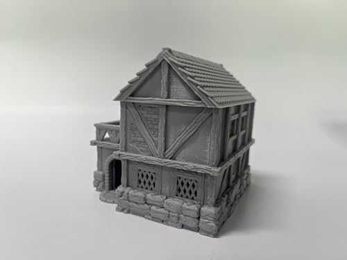 Tabletop Miniature Little Town Building Terrains Compatible with Most pupolar RPG War Games - 18mm Scale Scenery with Medieval Architecture Style