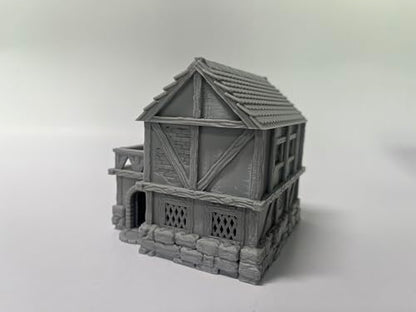 Tabletop Miniature Little Town Building Terrains Compatible with Most pupolar RPG War Games - 18mm Scale Scenery with Medieval Architecture Style