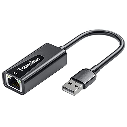 USB Ethernet Adapter, USB 2.0 to 10/100 Ethernet LAN Network Wired Adapter for MacBook, Surface Pro, Notebook PC, Compatible with Windows7/8/10, Mac OS, Android, Chrome OS, Linux (TCC-S20A)