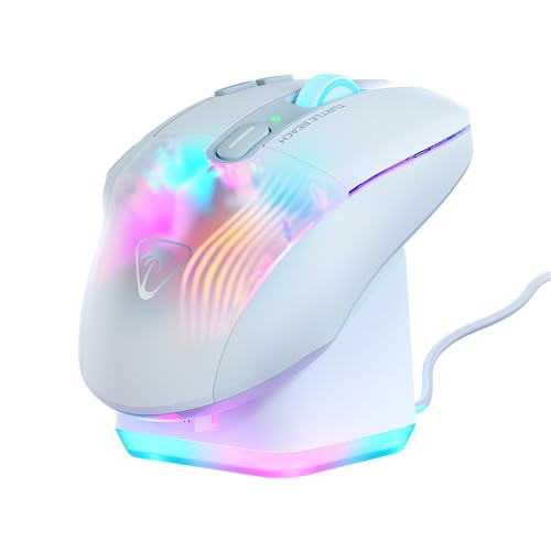 Turtle Beach Kone XP Air Wireless RGB Gaming Mouse for PC | 19K DPI Sensor, Rechargeable 100-Hr Battery, Charging Dock, 29 Programmable Inputs, Ergonomic, Bluetooth, 4D Wheel, White - color: White