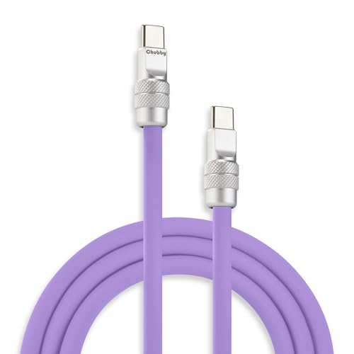 chubbycable Chubby 2.0 USB C 240W Fast Charging Cable Silicone Soft Durable USB C Cable Extra Thick Charger Cord Compatible with iPhone 17-15 Series iPad, Light Purple, Type-C to Type-C, 3.3FT - color: Light Purple, size: 3.3ft (1m), style: Type C-Type C