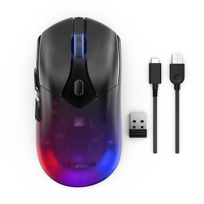 Lenovo Legion M410 Wireless RGB Gaming Mouse – 6 Button Palm Grip Mouse with 16,000 DPI, 53 Hour Rechargeable Battery, 2-Zone RGB Lighting, NVIDIA Reflex Compatible - color: Translucent, size: Medium | Right Handed, style: M410