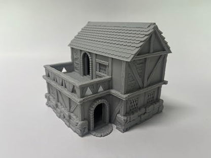 Tabletop Miniature Little Town Building Terrains Compatible with Most pupolar RPG War Games - 18mm Scale Scenery with Medieval Architecture Style