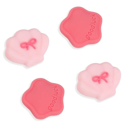 PERFECTSIGHT Cute Switch 2 Joycon Thumb Grips Caps, 4 PCS Switch2 Kawaii 3D Silicone Analog Thumbstick Button Cover for NS Switch 2 Joystick Caps, Pink Shell+Star - color: Pink Shell+Star