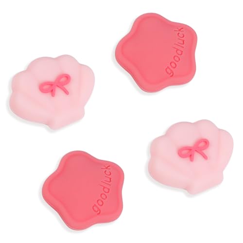 PERFECTSIGHT Cute Switch 2 Joycon Thumb Grips Caps, 4 PCS Switch2 Kawaii 3D Silicone Analog Thumbstick Button Cover for NS Switch 2 Joystick Caps, Pink Shell+Star - color: Pink Shell+Star