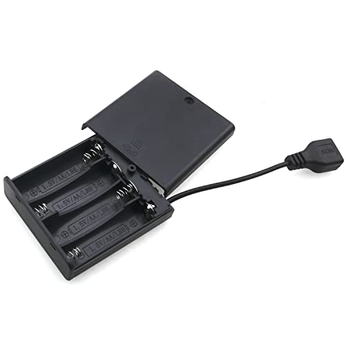 USB Female Socket 4 AA Battery Case Box Holder with ON-Off Switch