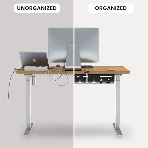 UNITEDPOWER Cable Management Tray, 2-Pack Metal Power Strip Holder for Under Desk Wire Cord Organizer, Office/Home，Black