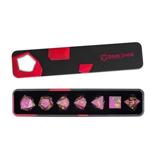 UDIXI DND Metal Dice Set Purple, Flower Solid Metal RPG Dice Set for D&D | Green Flower, Metal Case Packaging, Heavy Metal Dice, D&D Gift, for Dungeons and Dragons Role Playing Games Tabletop Games - color: Flower/Purpleyellow
