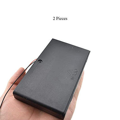 HAHIYO 12V 8AA Battery Holder Bundle with Wire Sturdy Cover Flexible Springs Contact Build-in Switch Batteries Black Case Easy Install 2 Pieces for Wall Clocks Ham Radio Kids Toys - style: 8AA-2P