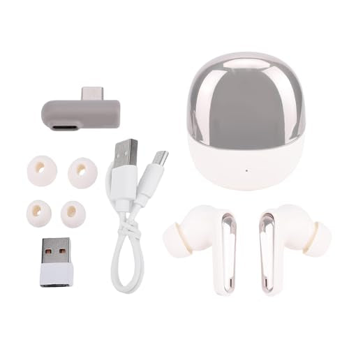Gaming Earbuds with Noise Cancelling Mic 2.4GHz Dual Mode for PC and Mobile Gaming (White) - color: White