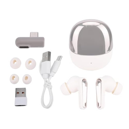 Fabater Wireless Gaming Earbuds, 2.4G Bluetooth 5.4 Dual Mode Low Latency Earbuds with ENC Mic USB C Dongle, 13mm Dynamic Drivers for VR Gaming Phone (White) - color: White