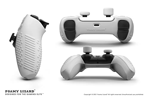 SensePro PS5 Controller Skin Grip, Anti-Slip Studded, PS White | Dock Compatible, Soft Gel Silicone Cover for Playstation 5 Dualsense, Rubber Protector, Raised Thumb Grip Caps - color: PS5 White