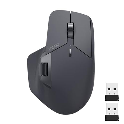 Rapoo MT760 Multi-Device Wireless Mouse, Bluetooth 5.0 and 2.4G Multi-Mode Connection, Up to 4 Devices, 11 Programmable Buttons, 4K DPI, 90 Days Battery Life, PC, Matte Black - color: Matte Black, size: Standard