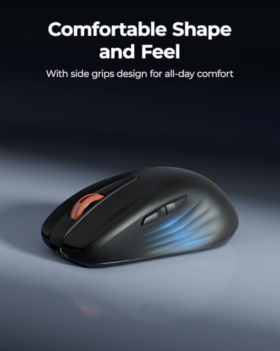 wegear Rechargeable Silent Wireless Mouse, 2.4G USB Computer Mice-Black | Cordless Mouse with 6 Buttons, Quiet Click, Ambidextrous Grip, Adjustable DPI for Laptop, PC, Mac