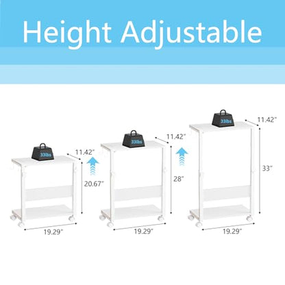 PC Tower Stand Height Adjustable with Charging Station | Computer Tower Stand with LED Light Strip,Mobile Rolling CPU Holder for Office Home (White Texture) - color: White Texture, size: 19.29'' × 11.42'