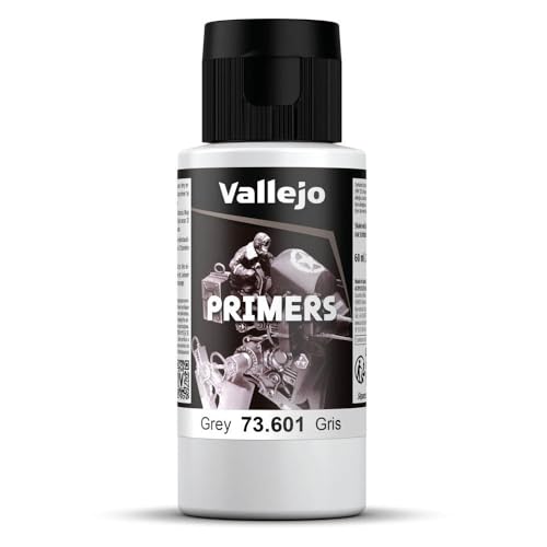 Vallejo - Surface Primer Color | Grey Acrylic Primer 60 ml (2.02 fl.oz.) | Matte Finish and Fast Drying | Perfect for Airbrushing and Great Adhesion to Figurines and Scale Models - style: Grey Primer 60 ml. (2.02 fl.oz.)