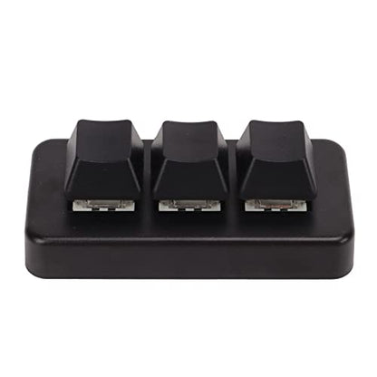 Mini 3 Button Control Keyboard, Programmable Macro Keypad with USB Cable, Custom Knob - Compact Design, Onboard Storage, Easy Setup for Gaming and Office