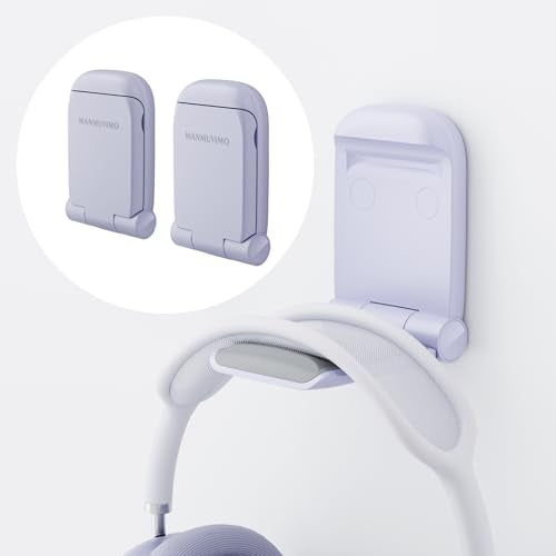 MAMUVIMO Headphone Stand, 2 Pack Headset Stand Foldable＆Sticky, Headphone Holder Hook Mount with Non-Slip Silicone, Adhesive Earphone Desk Hanger Clip Space-Saving for Airpods Max All Earphones Purple - color: Purple, size: 2 Pack