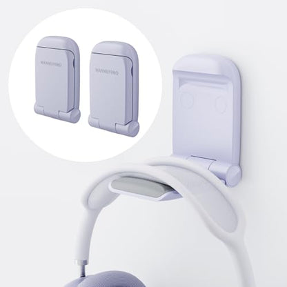 MAMUVIMO Headphone Stand, 2 Pack Headset Stand Foldable＆Sticky, Headphone Holder Hook Mount with Non-Slip Silicone, Adhesive Earphone Desk Hanger Clip Space-Saving for Airpods Max All Earphones Purple - color: Purple, size: 2 Pack