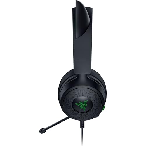 Razer Kraken Kitty V3 X Wired Gaming Headset, Kitty Ears, Black | HyperClear Cardioid Mic, 40 mm Drivers, 7.1 Surround Sound, Comfy Ear Cushions, Cross-Platform via 3.5mm PC, PS5, Xbox - color: Black