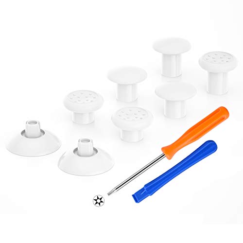 eXtremeRate ThumbsGear Xbox 컨트롤러용 교체 가능한 썸스틱 - 편안함 향상 - 화이트 3가지 높이 돔형 및 오목한 그립 인체 공학적 조절 가능한 조이스틱, Xbox Seires X/S, Xbox One S/X/Elite용 - color: 화이트.