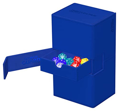 Ultimate Guard Twin Flip'n'Tray 200+, Deck Case for 200 Double-Sleeved TCG Cards + Dice Tray, Blue, Independent Magnetic Closure & Microfiber Inner Lining - color: Blue