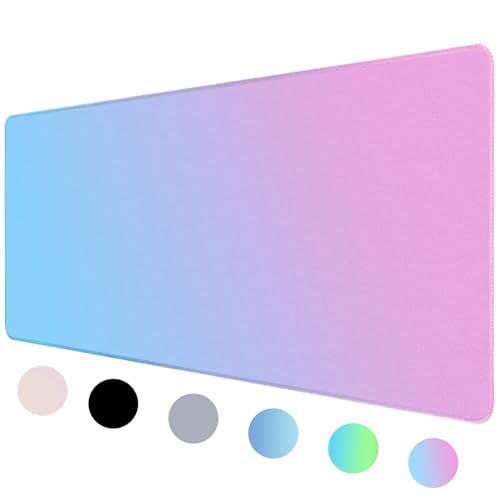 Bloss Pink Desk Mat, Non-Slip Desk Pad Mat, Large Mouse Pad for Keyboard and Mouse, Mousepad with Stitched Edges, Keyboard Pad for Gamer, Office(35.4×15.7 Inches) - color: Pink Cyan, size: 35.4L x 15.7W inches