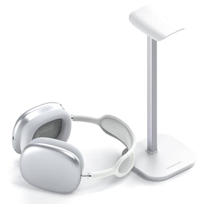 Headphone Stand, Desktop Headset Holder Heavy Base Desk Earphone Stand Aluminum Gaming Headset Hanger Rack Compatible with AirPods Max, AirPods Pro, Sony, Beats, Bose, Razer (White) - color: White